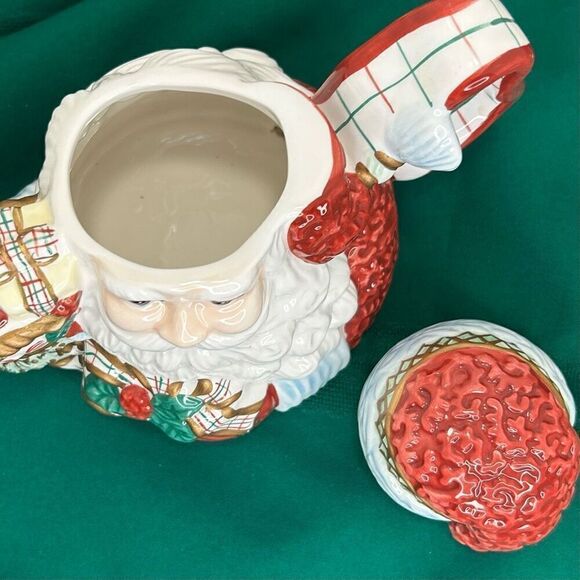 Vintage Avon Tea Pot Red Ceramic Handpainted St. Nicholas Santa Claus Bone China - Picture 11 of 12
